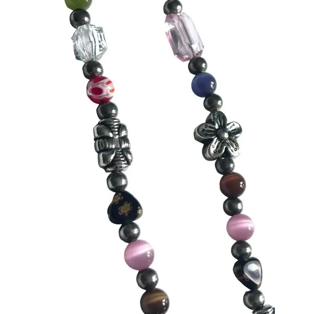 Face Mask Beaded Holder Stap Necklace Metal Flowers